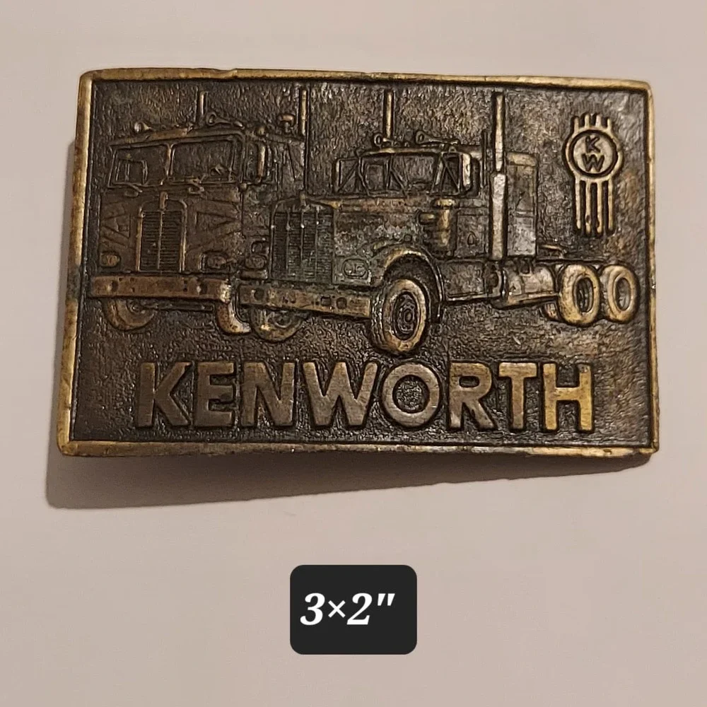 Vintage 1970s Kenworth Truck Cabover Long-Nose 18-Wheeler Belt Buckle 767 Brass